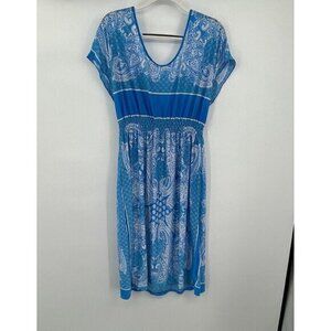 Young USA Womens Dress Medium Blue Short Sleeve Pullover Casual Preppy Stretch